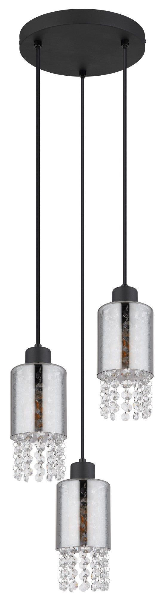 Lampadario a 3 luci in vetro nero elegante – immagine 1