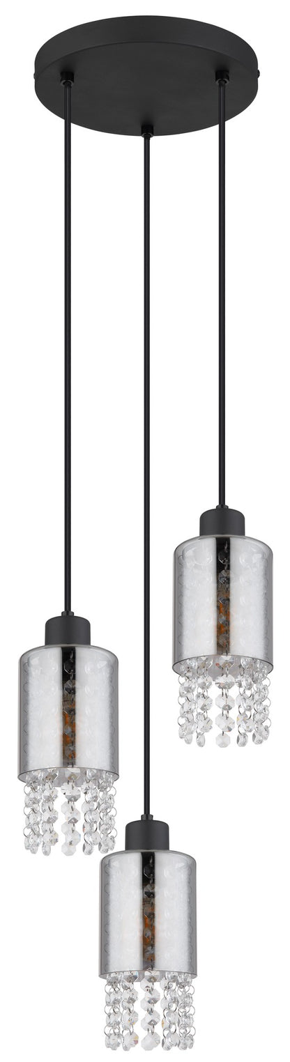 Lampadario a 3 luci in vetro nero elegante – immagine 1