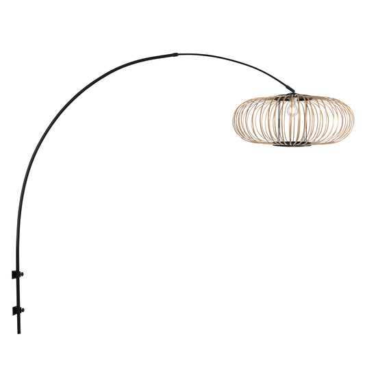 Lampada da parete ad arco Steinhauer con paralume in bambù