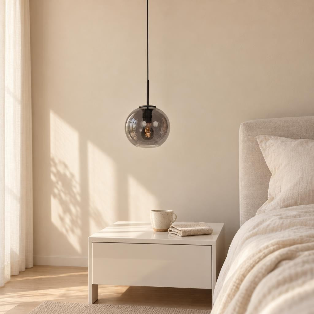Zwarte rookglazen hanglamp Mexlite HaloSwap – sfeerbeeld