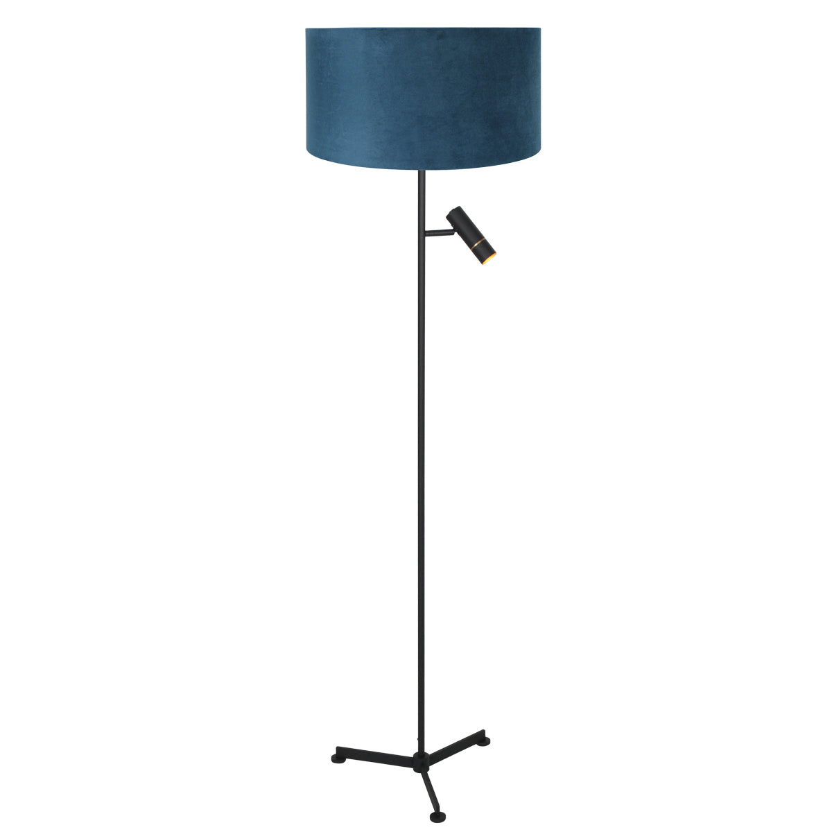 blauwe-velours-tripod-vloerlamp-met-leeslicht-en-zwarte-poten-steinhauer-stang-main-image