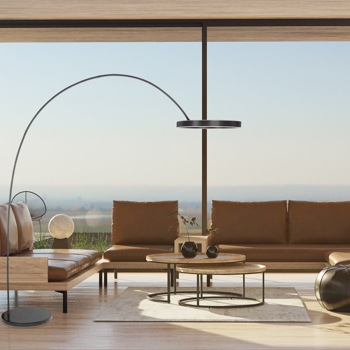 moderne-zwarte-booglamp-marmerlook-voet-en-dimbare-led-ring-mexlite-luna-arc-variant-image2