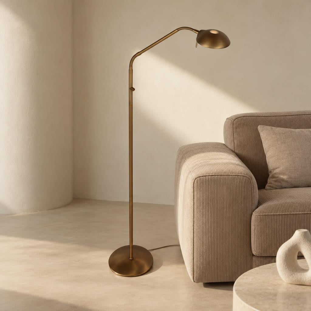 Bronz állólámpa állítható karral és dimmelhető LED-del – Mexlite Curtis – hangulatkép