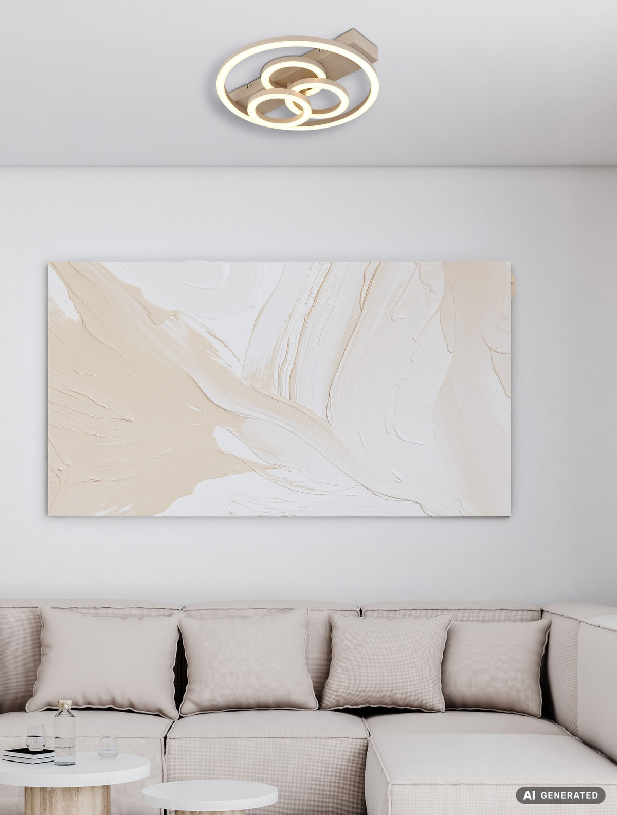 Luce a soffitto in metallo color sabbia con LED – immagine 8