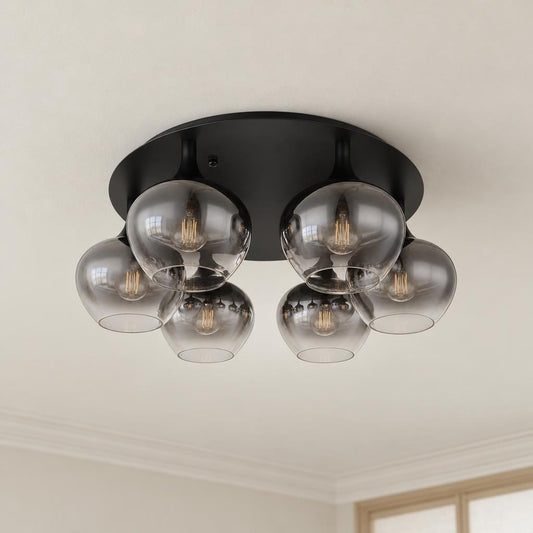Obolg Maxy Black Ceiling Light with Smoked Glass – lifestyle image