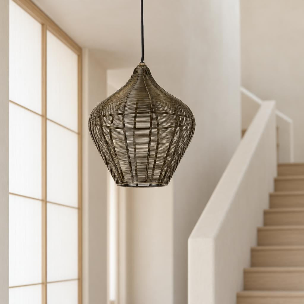 Bronzová závesná lampa Light & Living Alvaro – fotografia v interiéri