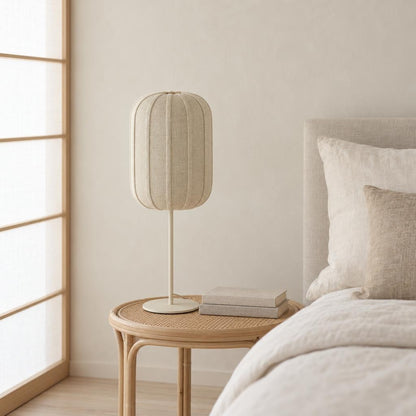 Stolní lampa Solune přírodní a krémová Japandi – fotografie v interiéru