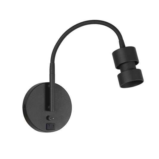 Черна стенна лампа Mexlite Upround с USB порт