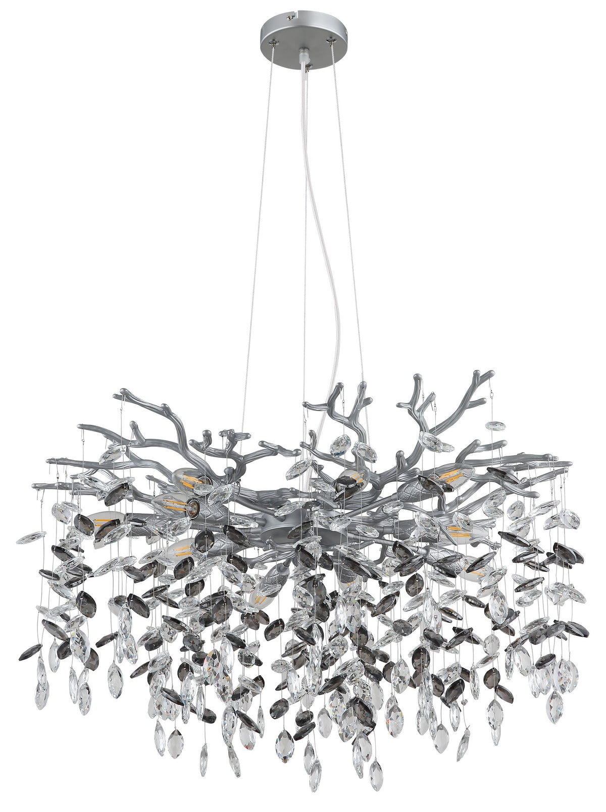 Grande lampadario in cristallo argentato – immagine 1