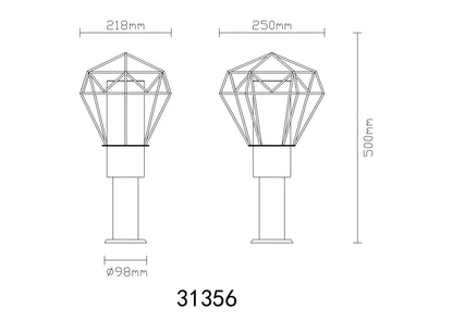 Zwarte metalen staande buitenlamp met geometrisch frame – afbeelding 5