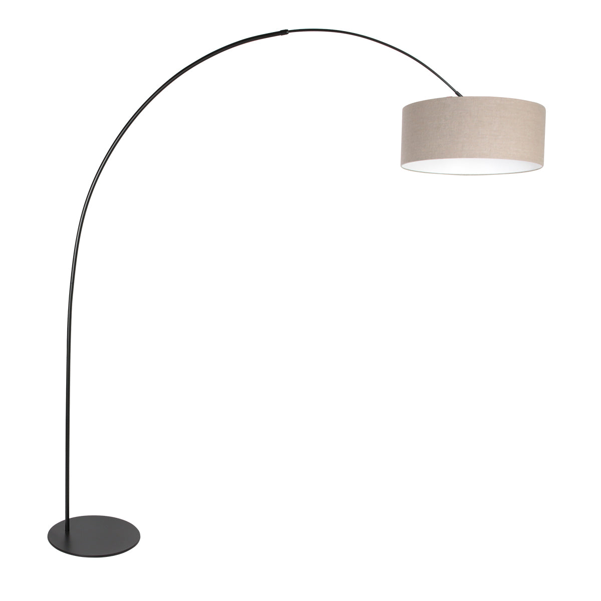 Черна дъгова подова лампа със сив абажур Anne Lighting Curve