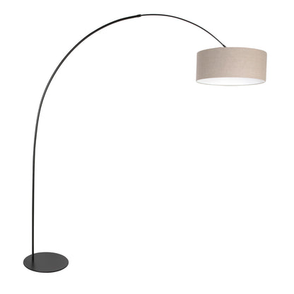 Черна дъгова подова лампа със сив абажур Anne Lighting Curve