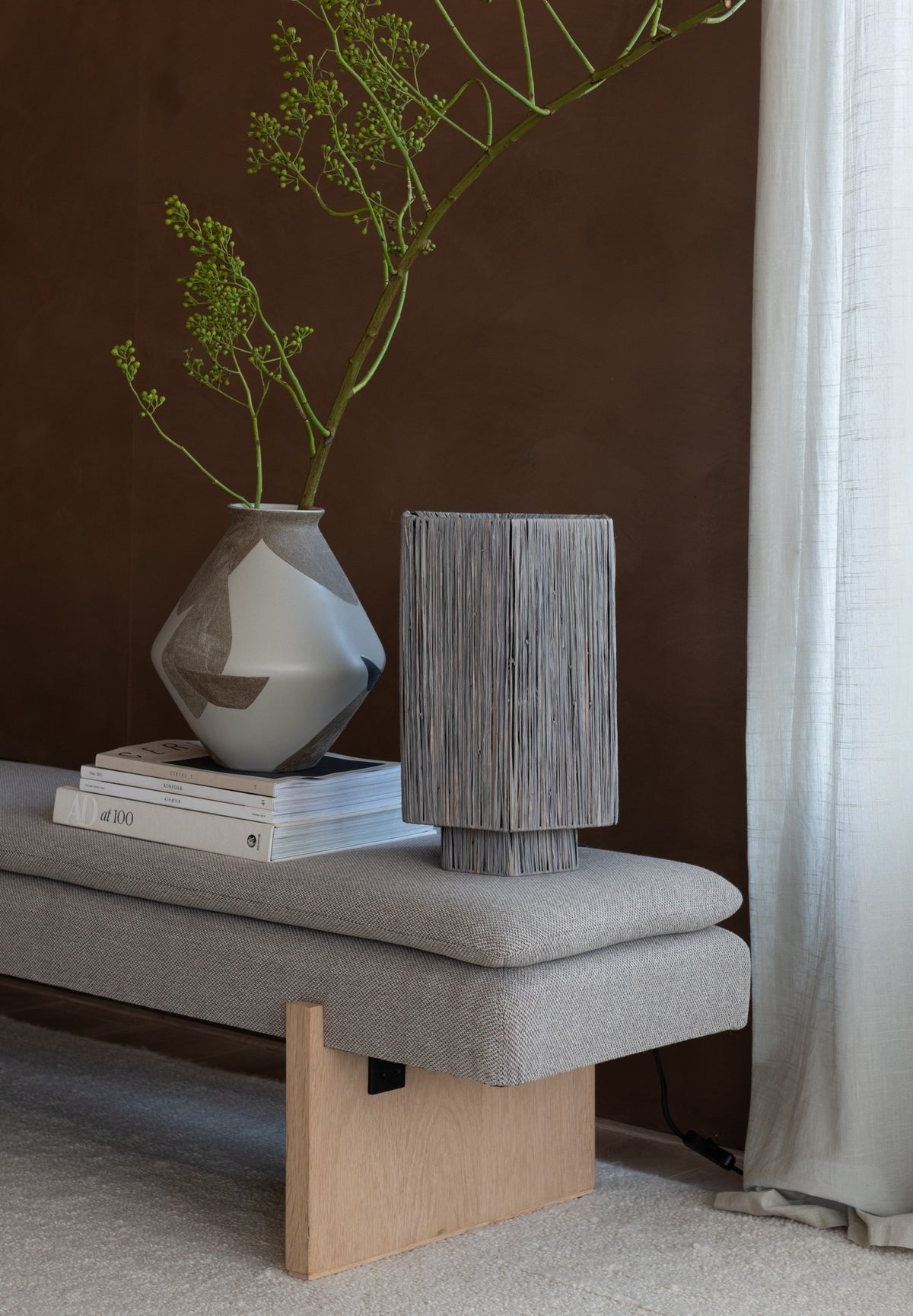 Lâmpada de mesa grande cinza em rafia GOOD&MOJO Panama – imagem 2