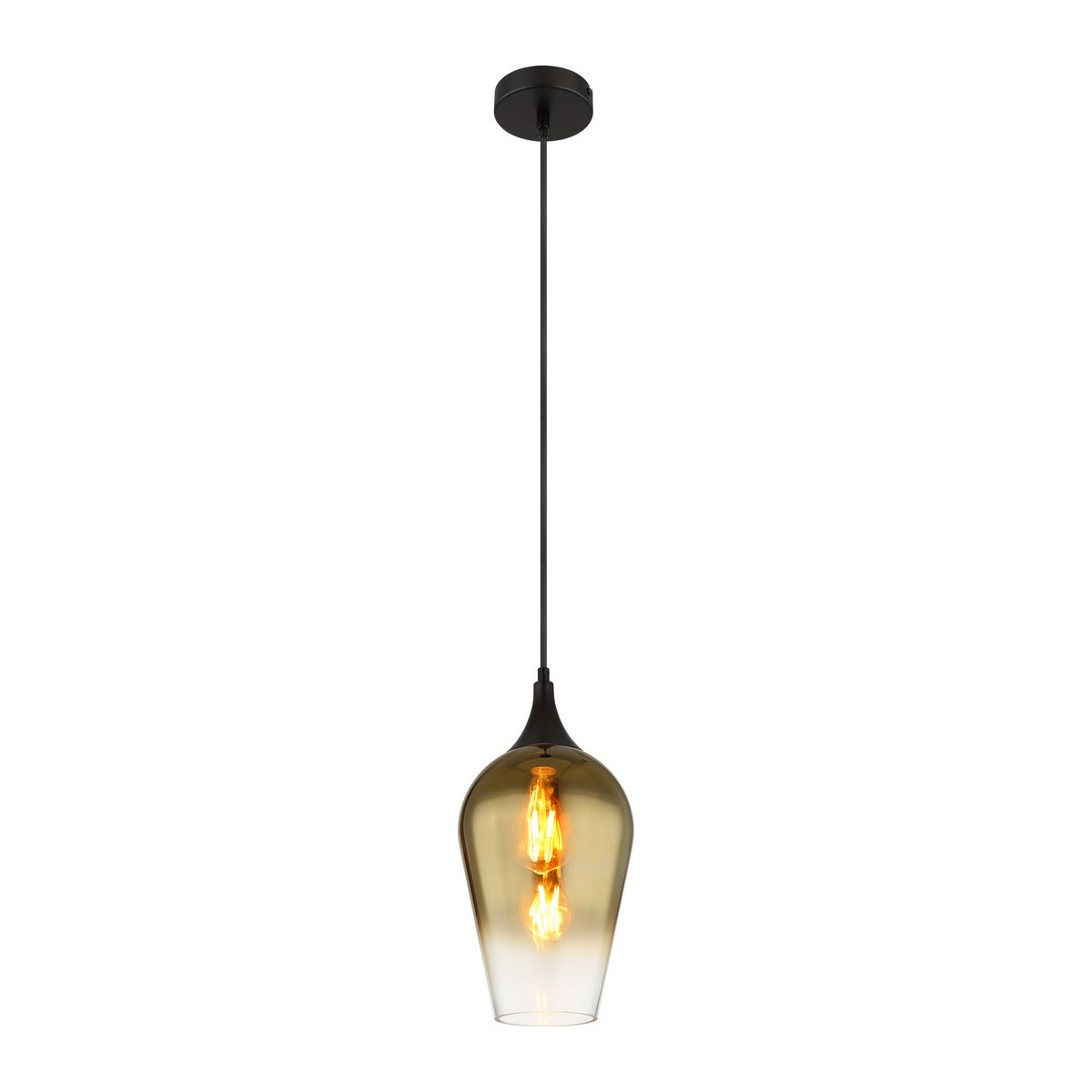Luminária suspensa de vidro preto luxuoso