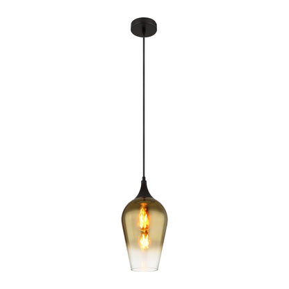 Luminária suspensa de vidro preto luxuoso
