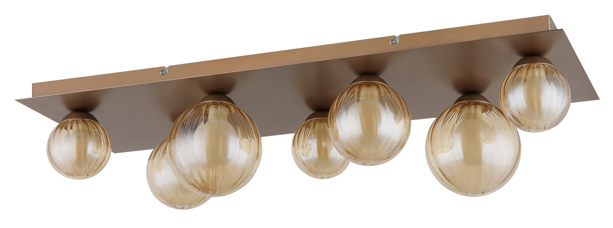 Luminária de teto de 7 luzes em vidro grande na cor cappuccino – imagem 1