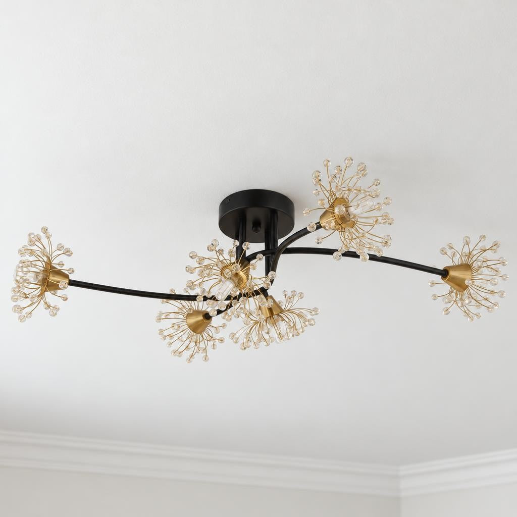 Fiore Amber Glass Ceiling Light with Flower Details – lifestyle image