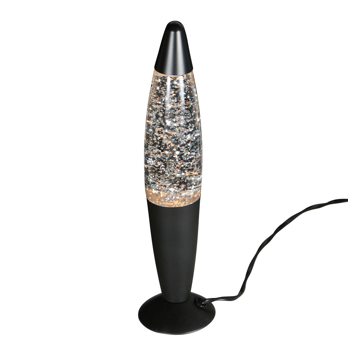 Retro lampa lawowa z brokatem Mexlite Volcan, czarna – zdjęcie 10