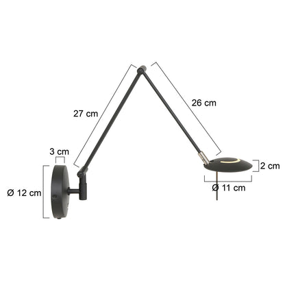 Steinhauer Zodiac Black LED Wall Light – dimension drawing