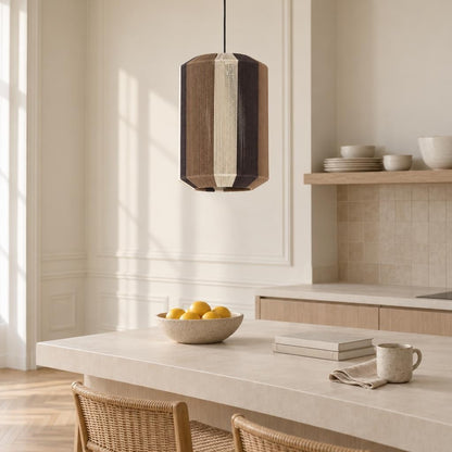 Bruine stoffen hanglamp Light & Living Kozana – sfeerbeeld