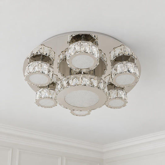 Plafoniera LED Globo Amur cromata con 7 luci Ø55 cm – foto d'ambiente