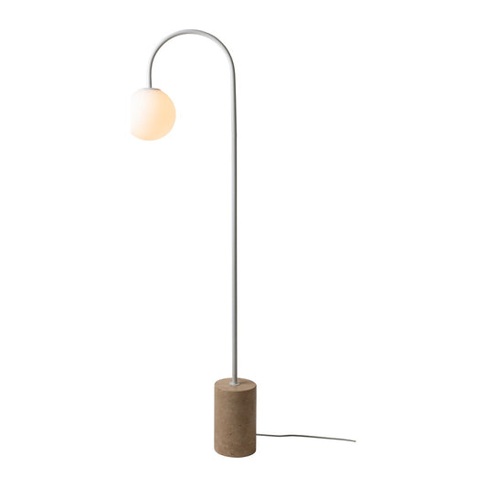 Bruine stenen vloerlamp met opalen bolkap en boogarm It's About RoMi Tivoli
