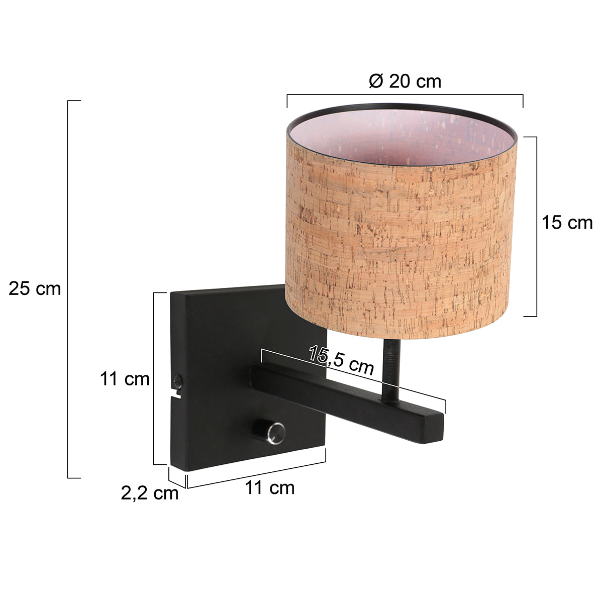 minimalistische-zwarte-wandlamp-met-kurken-kap-steinhauer-stang-variant-image7