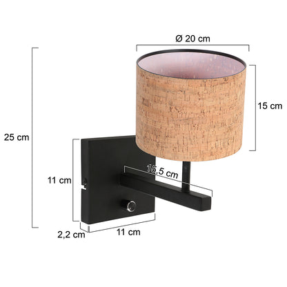 minimalistische-zwarte-wandlamp-met-kurken-kap-steinhauer-stang-variant-image7