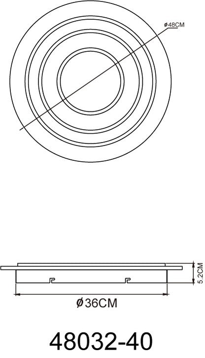 Grande lâmpada de teto de metal LED em antracite – desenho com dimensões