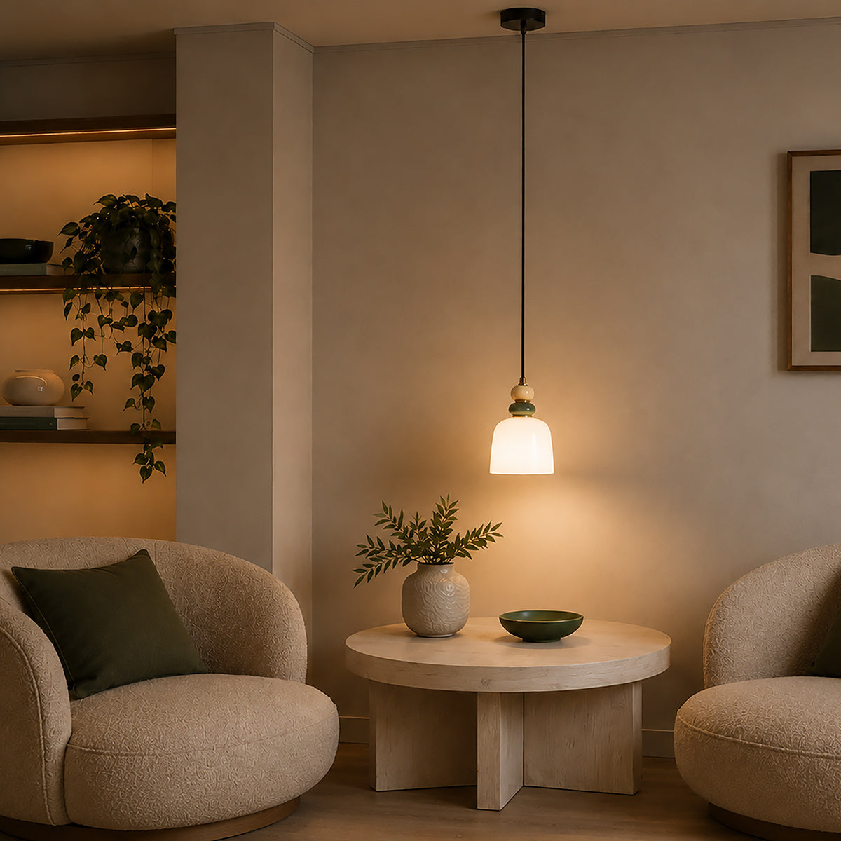 Maža pakabinama lempa iš baltos stiklo ir akmens Anne Light Vetrass – nuotrauka 2