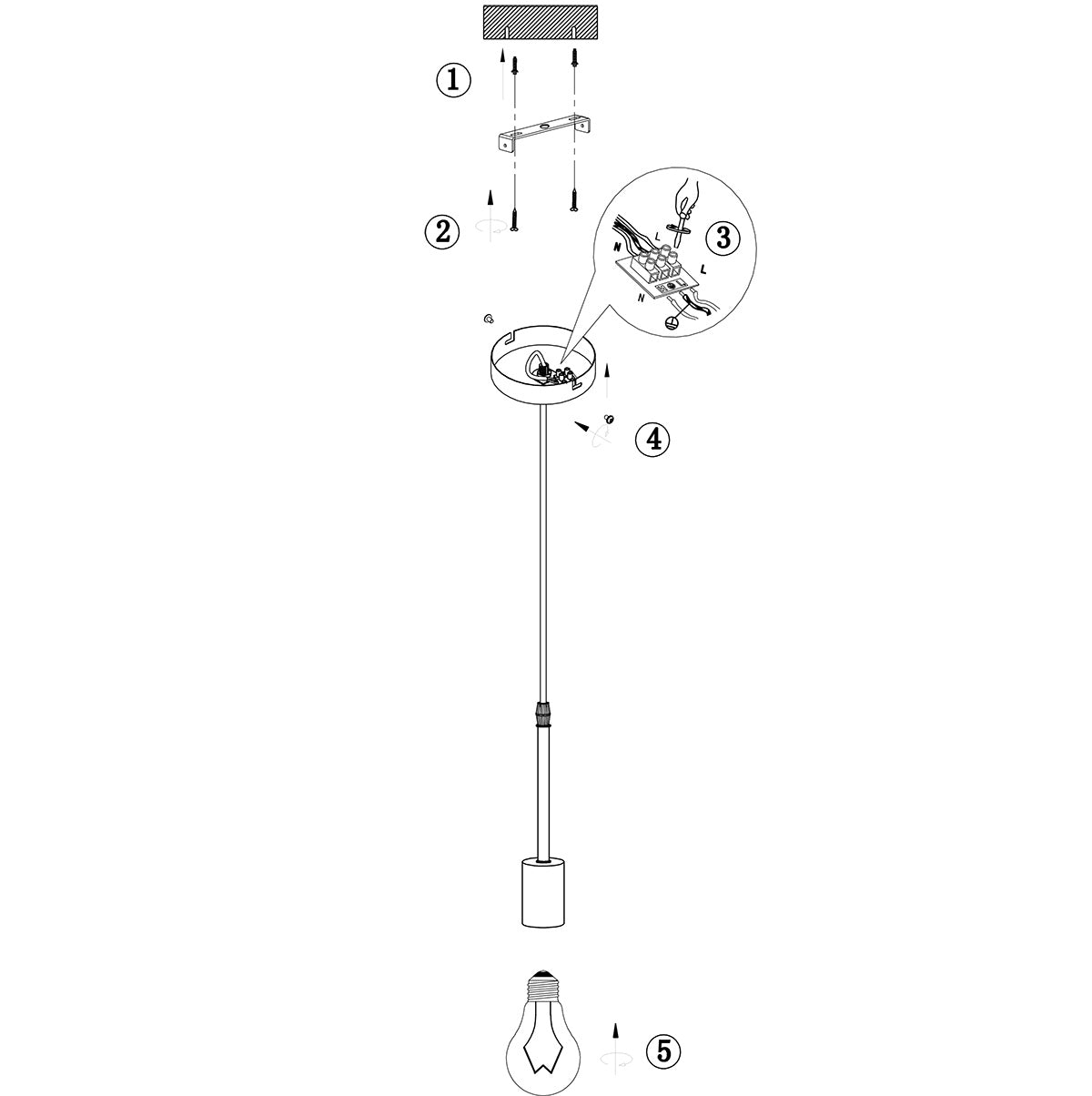 Zwarte metalen hanglamp Mexlite Minimalics – afbeelding 9
