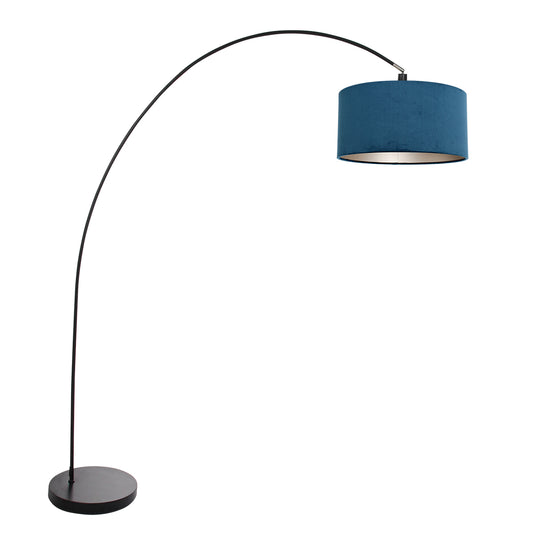 moderne-zwarte-booglamp-met-blauwe-lampenkap-mexlite-solva-main-image