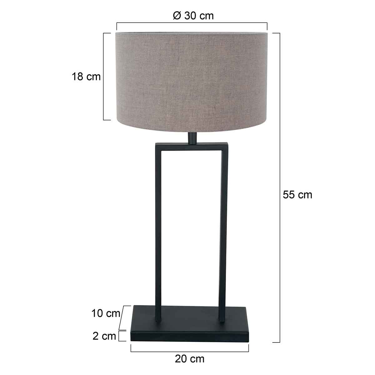 Steinhauer Stang Black Industrial Table Lamp – dimension drawing