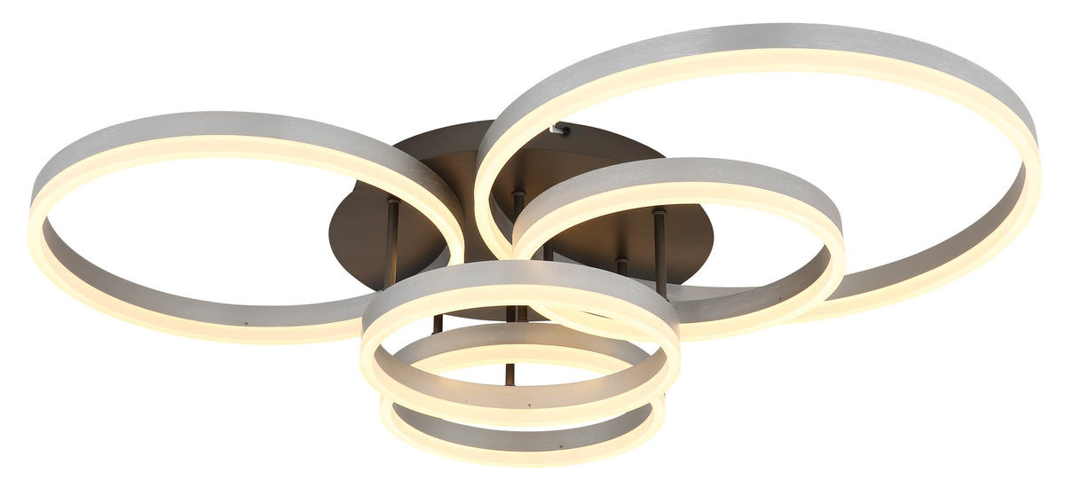 Zilverkleurige aluminium plafondlamp met vier ronde ringen – afbeelding 4