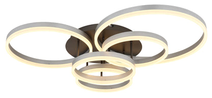 Zilverkleurige aluminium plafondlamp met vier ronde ringen – afbeelding 4