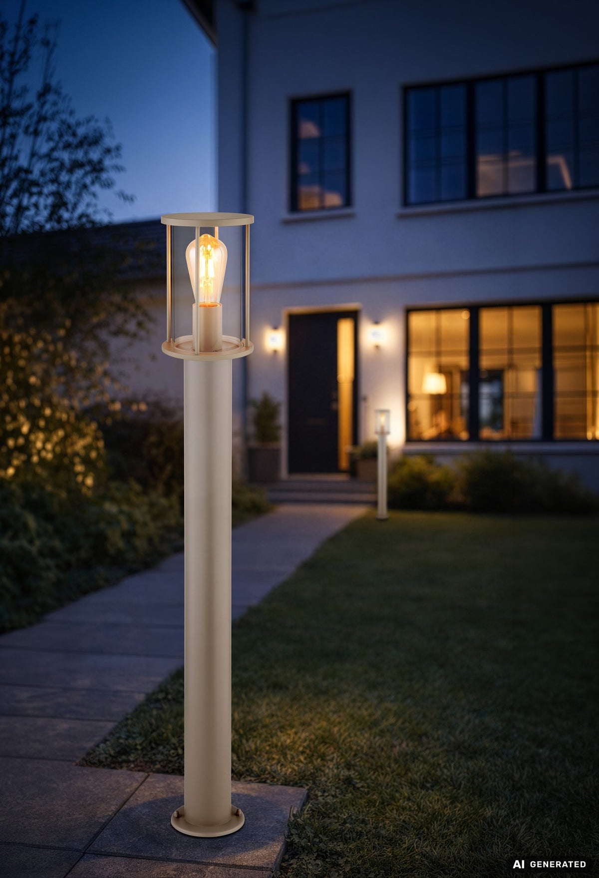 Grande lampada da esterno in vetro color sabbia – immagine 4