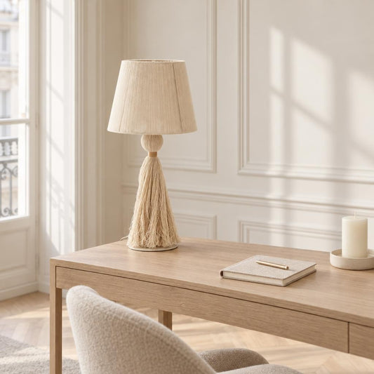 Light & Living Espino Beige Fabric Table Lamp – lifestyle image