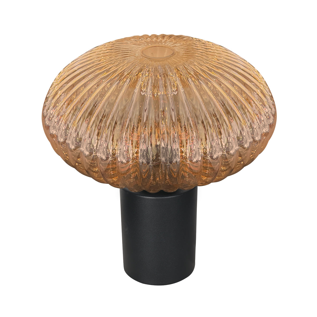 Lampada da tavolo Bloeba in vetro ambrato scanalato