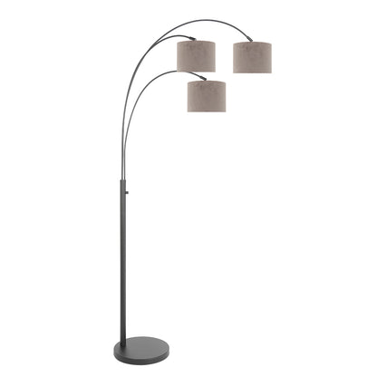 zwarte-moderne-booglamp-met-grijze-kappen-steinhauer-sparkled-light-main-image