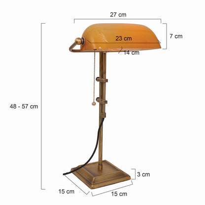 Klasyczna lampa stołowa Ancilla Steinhauer z żółtym szkłem – rysunek z wymiarami