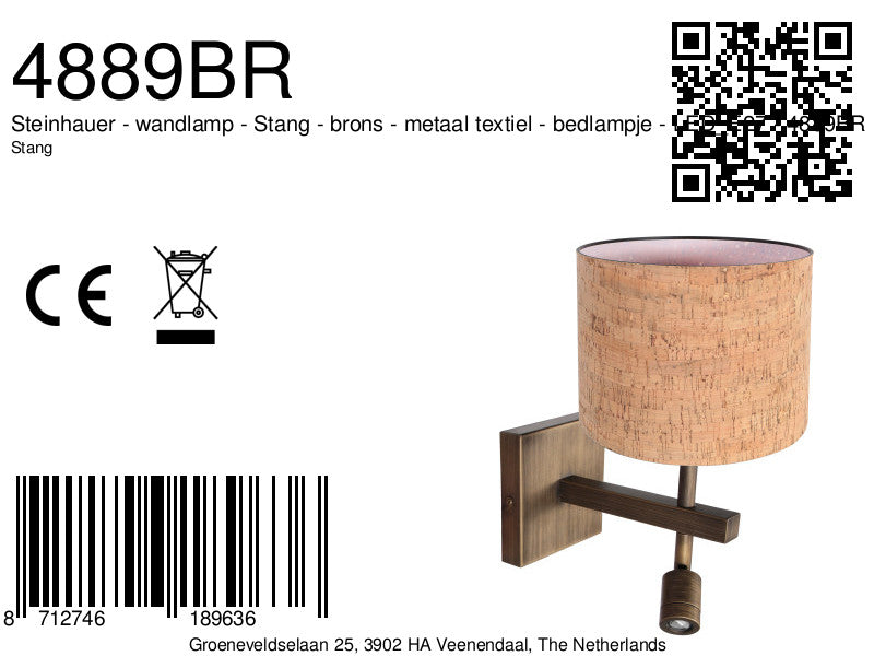bronzen-wandlamp-met-beige-kurkstructuur-en-leeslicht-steinhauer-stang-variant-image8a
