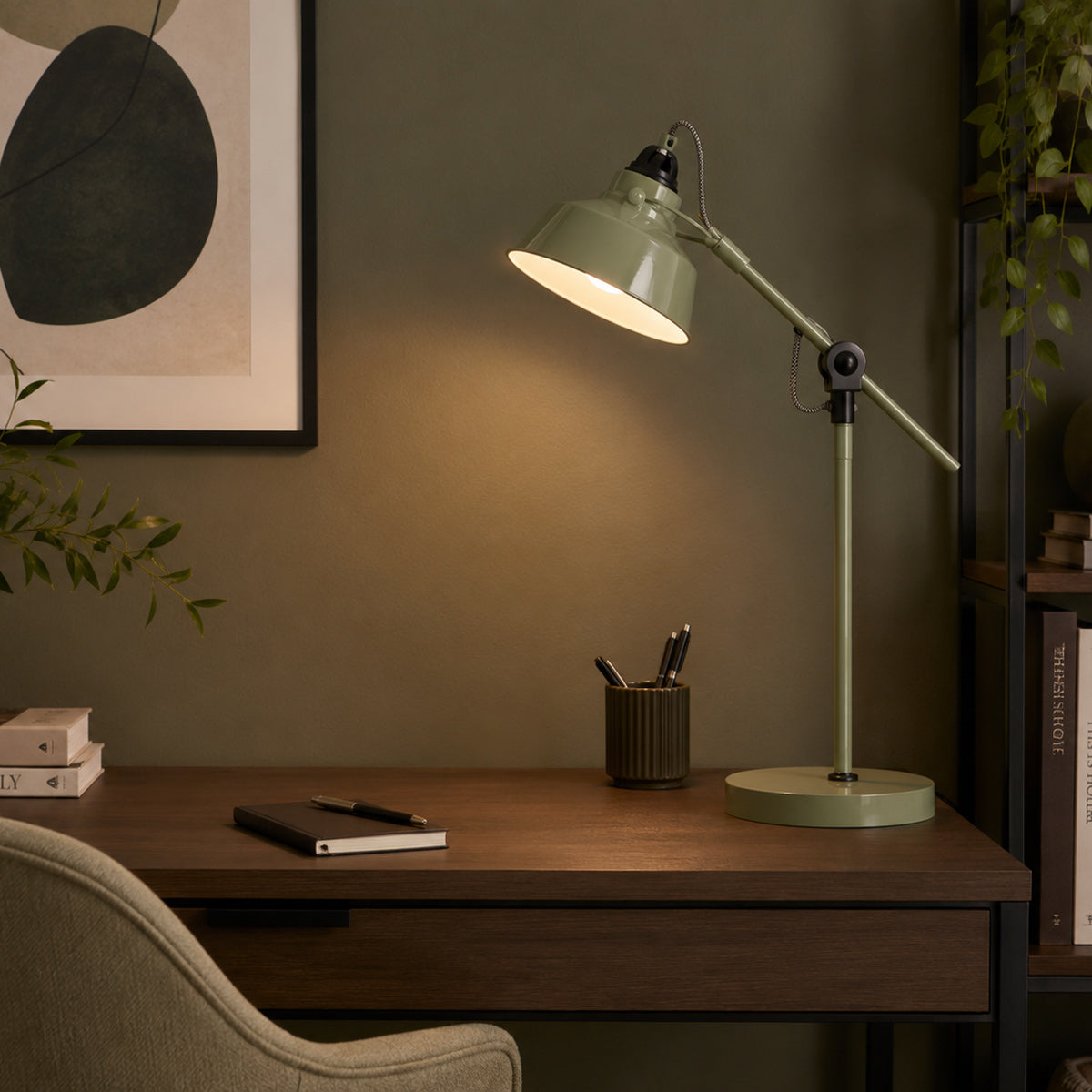 Grøn industriel bordlampe Mexlite Nove – billede 3