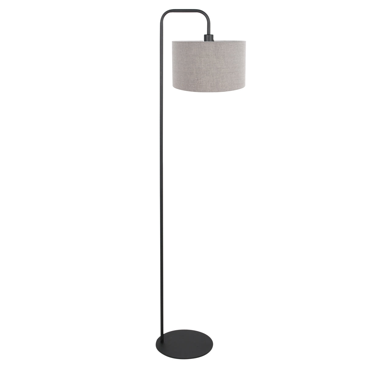 zwarte-vloerlamp-met-grof-grijze-linnen-kap-mexlite-forma-main-image
