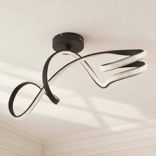 SWIRL Black LED Ceiling Light – lifestyle image