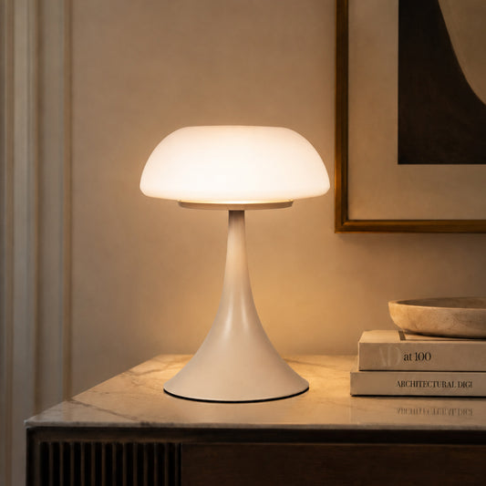 Lampa de masă cu cremă și geam mat și două puncte de lumină Steinhauer Ancilla – fotografie de ambient