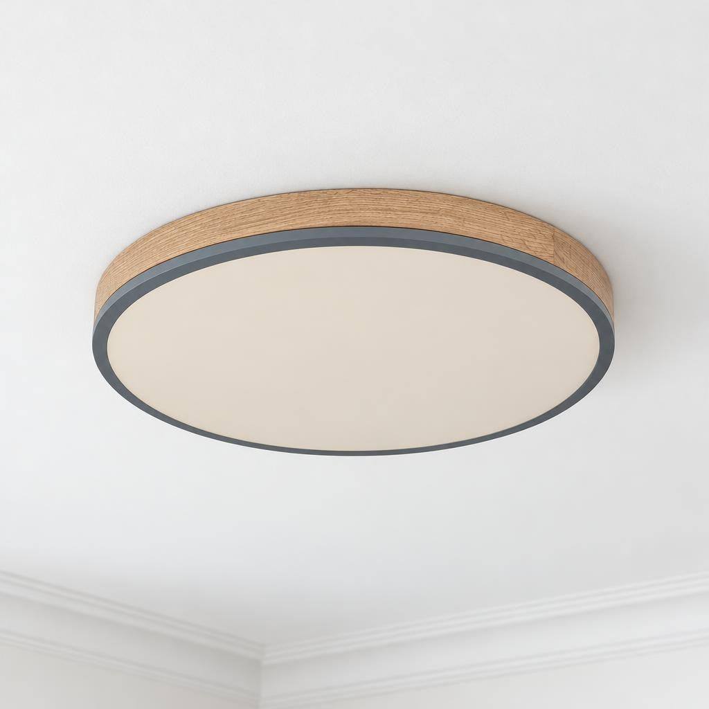 Obolg Doro -harmaa LED-kattovalaisin, Ø 60 cm – tunnelmakuva