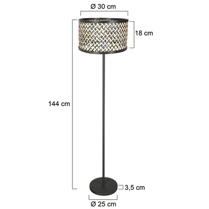Stojacia lampa Mexlite Noor s bambusovým tienidlom – rozmerový nákres