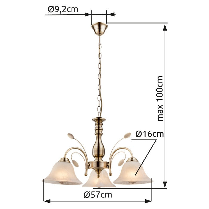 Piccolo lampadario in vetro color ottone – immagine 5