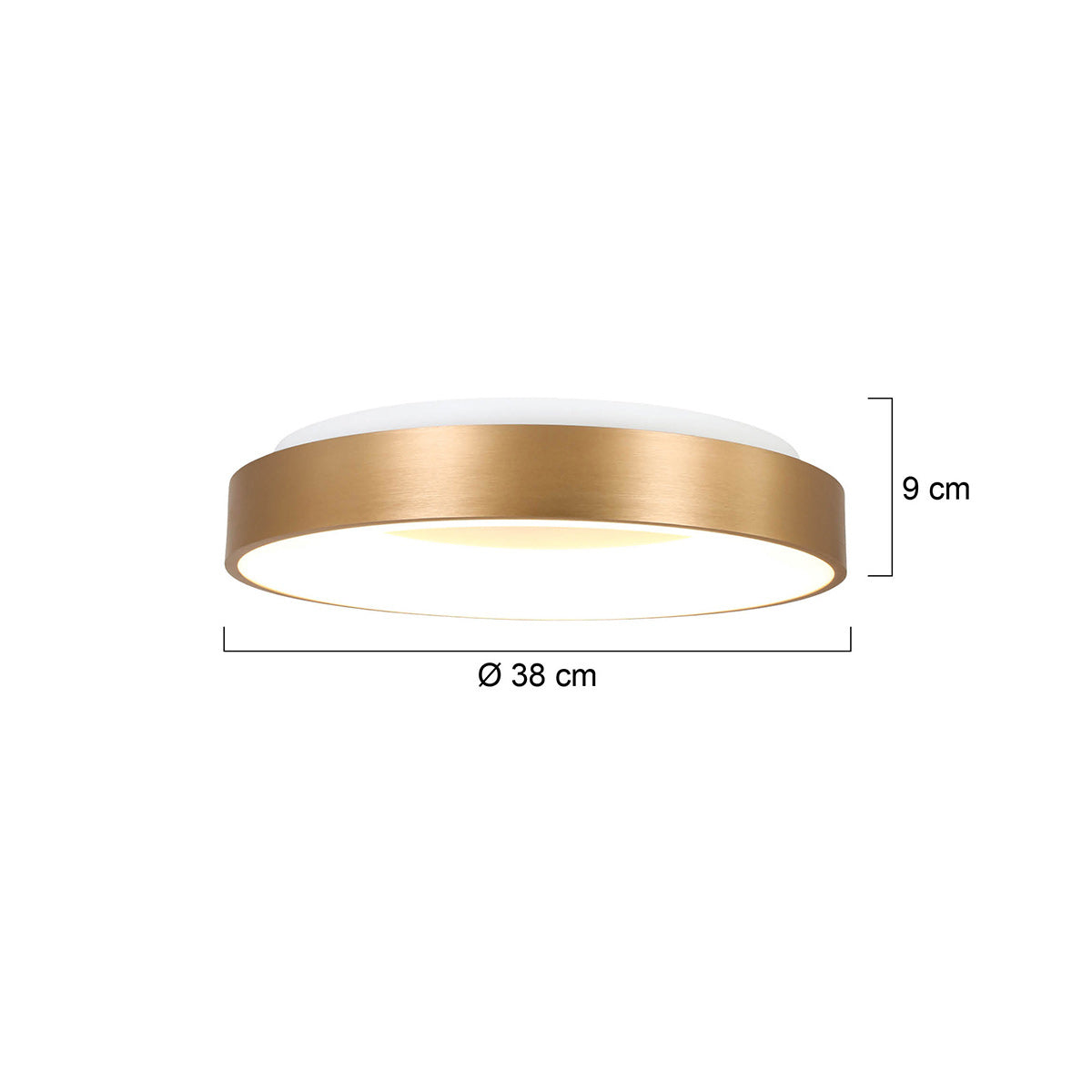 Златна LED плафониера Steinhauer Ringlede Ø38 см – чертеж с размери