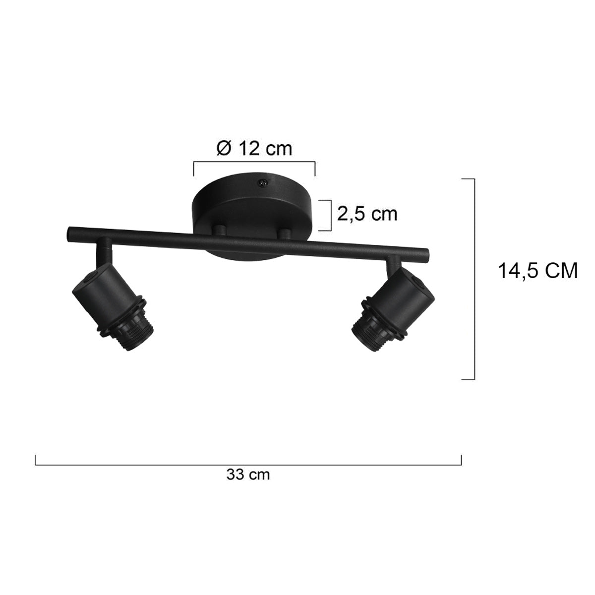 Mexlite Bambus 2-Light Black Bamboo Spotlight – dimension drawing